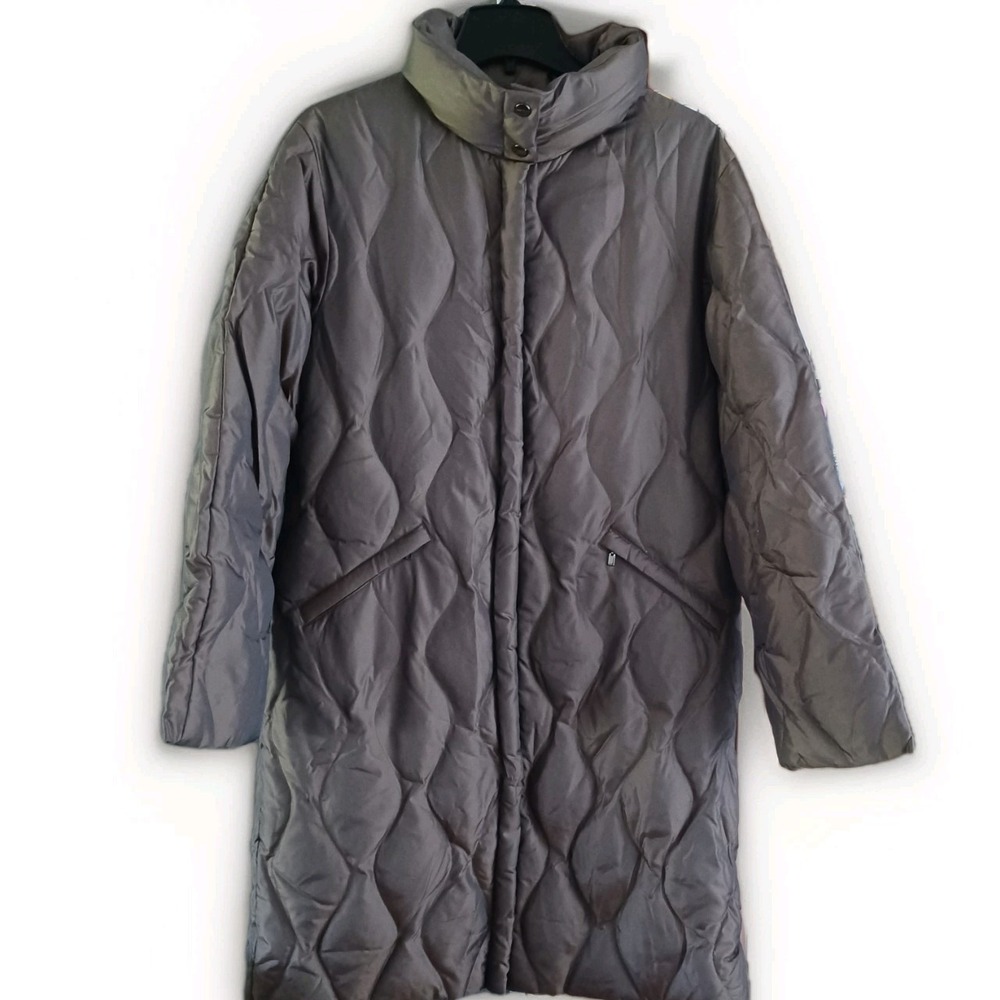 Donatella Women's Down‎ Puffer Coat Size M Brown Bronze Full Zip Pockets Quilted